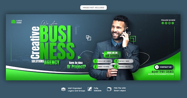 Agencia de marketing digital y plantilla de portada corporativa de facebook