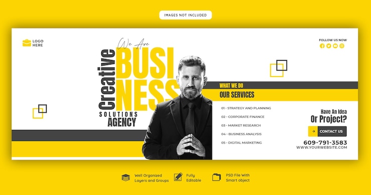 PSD gratuito agencia de marketing digital y plantilla de portada corporativa de facebook
