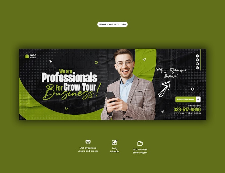 PSD gratuito agencia de marketing digital y plantilla de portada corporativa de facebook