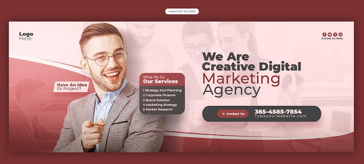 PSD gratuito agencia de marketing digital y portada corporativa de facebook plantilla de banner
