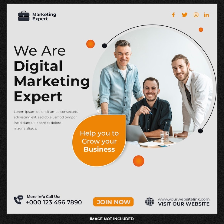 PSD gratuito agencia de marketing digital y publicación de redes sociales corporativas o plantilla de banner web cuadrado