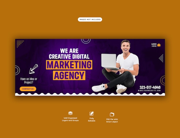 Agenzia di marketing digitale e modello di copertina di Facebook aziendale