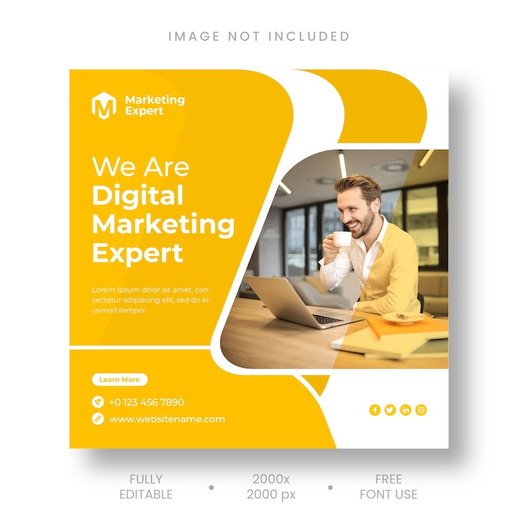 PSD gratuito agenzia di marketing digitale post instagram e modello di banner per social media