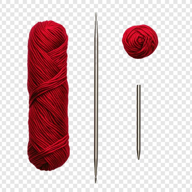 Agujas de tejer de hilo rojo y bola de hilo una naturaleza muerta de primer plano