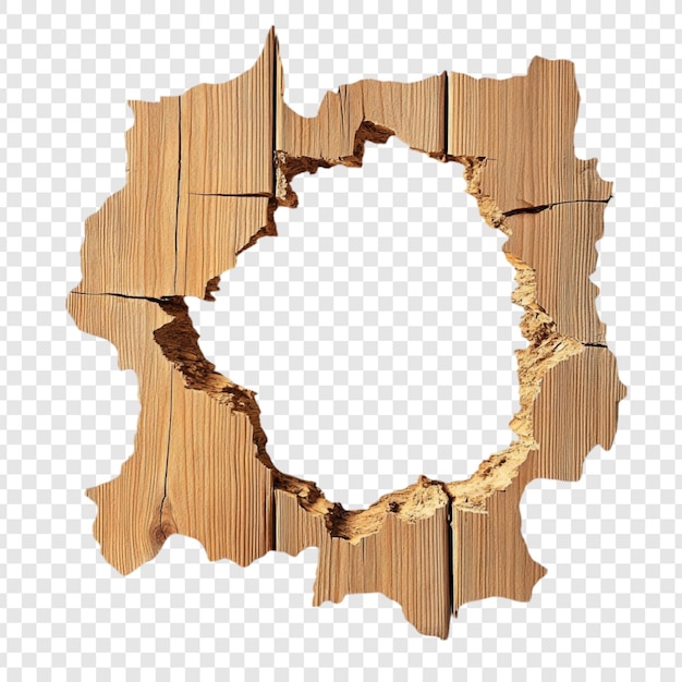 Un agujero en las tablas de madera Un marco irregular de textura