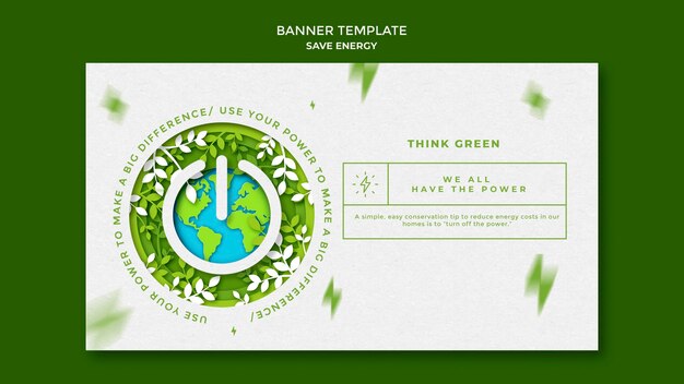 Ahorre energía plantilla de banner horizontal