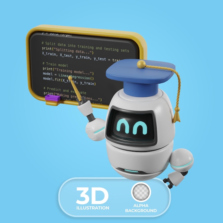 Gratis PSD ai toont een 3d-illustratie van machine learning