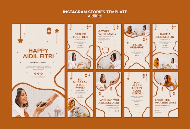 Gratis PSD aidilfitri instagram verhalen sjabloon