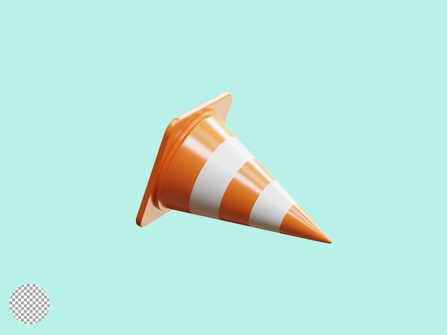 Aislamiento del cono de advertencia de tráfico naranja realista que cae por concepto de transporte y atención de mantenimiento de construcción por ilustración de renderizado 3D
