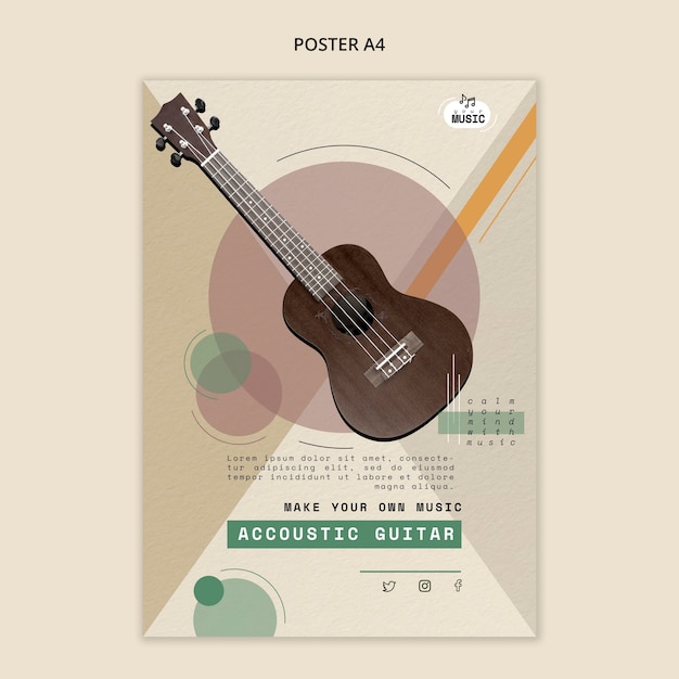 Gratis PSD akoestische gitaarlessen posterontwerp