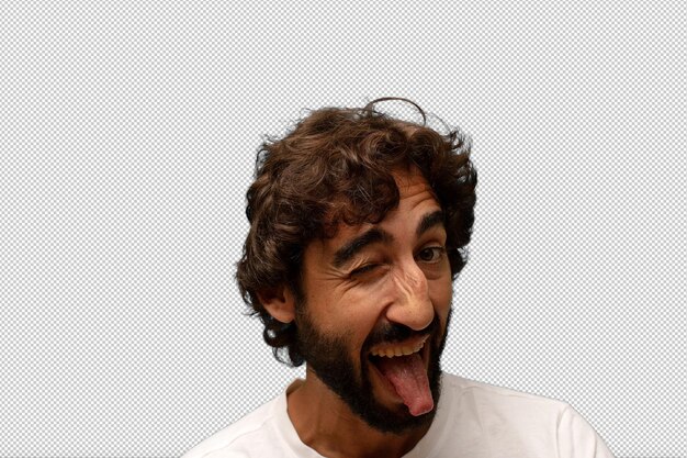 con alegre actitud despreocupada rebelde bromeando y sacando la lengua divirtiéndose