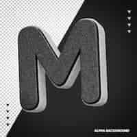 Gratis PSD alfabet 3d letter m wit met zwart