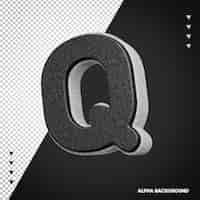 Gratis PSD alfabet 3d letter q wit met zwart