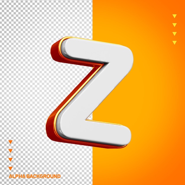 Gratis PSD alfabet 3d letter z wit met oranje