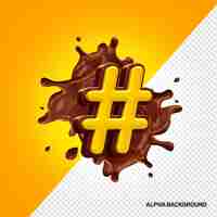 PSD gratuito alfabeto 3d de hashtag de chocolate