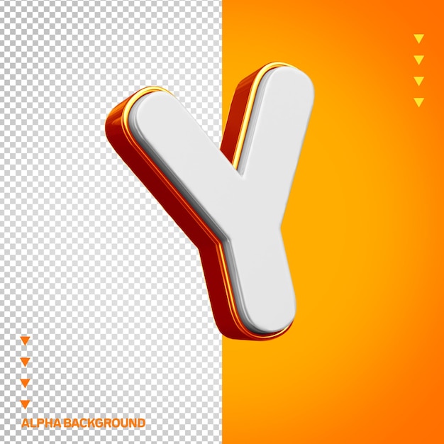 PSD gratuito alfabeto 3d letra y blanca con naranja