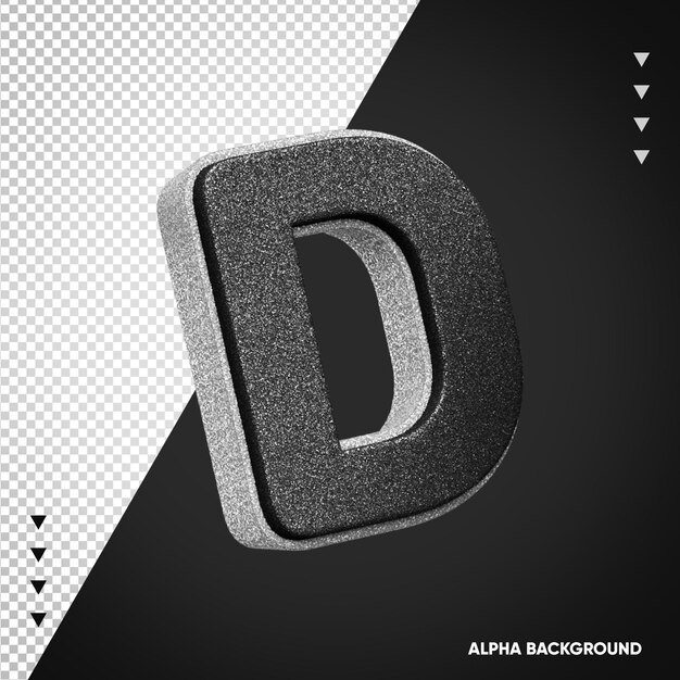 Alfabeto 3D letra D blanco con negro