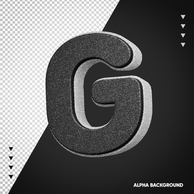 Alfabeto 3D letra G blanco con negro