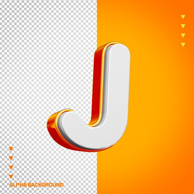 Alfabeto 3D letra J blanco con naranja
