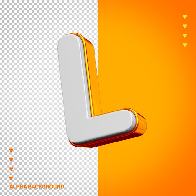 PSD gratuito alfabeto 3d letra l blanca con naranja