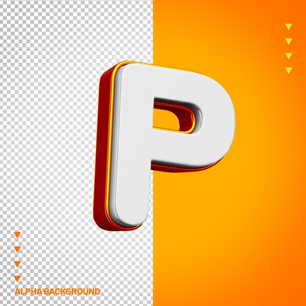 Alfabeto 3D letra P blanca con naranja