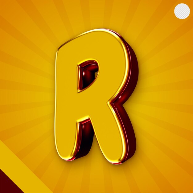 Alfabeto amarillo brillante 3d letra r