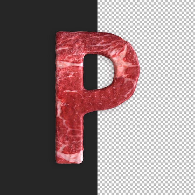 Alfabeto di carne su sfondo nero, Lettera P