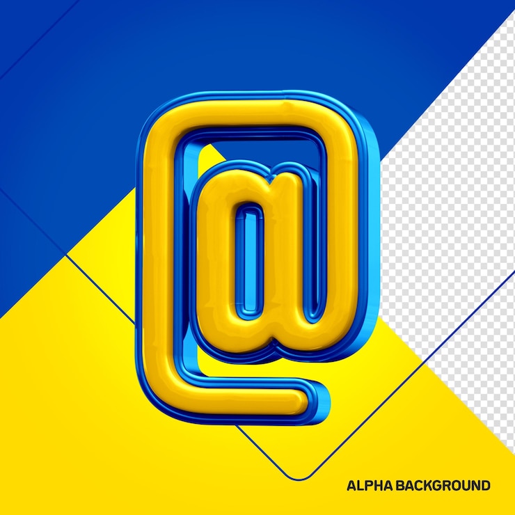 PSD gratuito alfabeto giallo con segno blu 3d