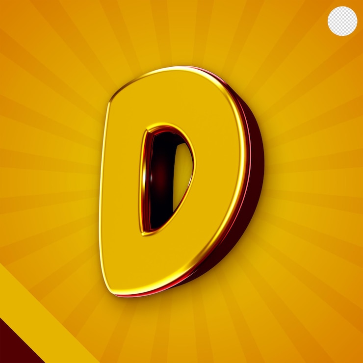 PSD gratuito alfabeto giallo lucido 3d lettera d