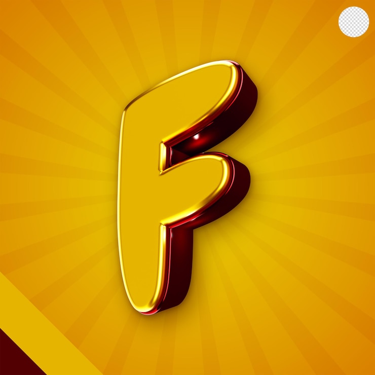 PSD gratuito alfabeto giallo lucido 3d lettera f