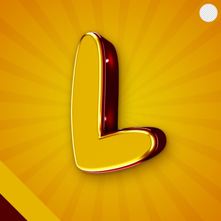 PSD gratuito alfabeto giallo lucido 3d lettera l