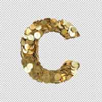 PSD gratuito alfabeto hecho de monedas de oro sobre fondo transparente