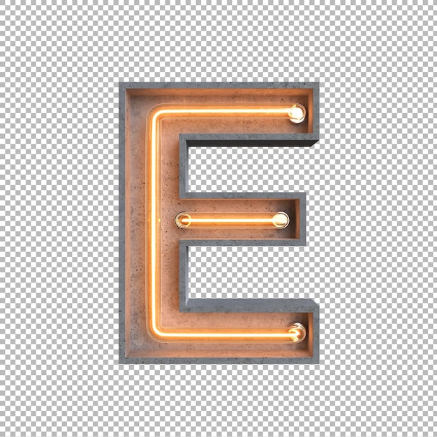 PSD gratuito alfabeto de luz de neón de hormigón sobre fondo transparente