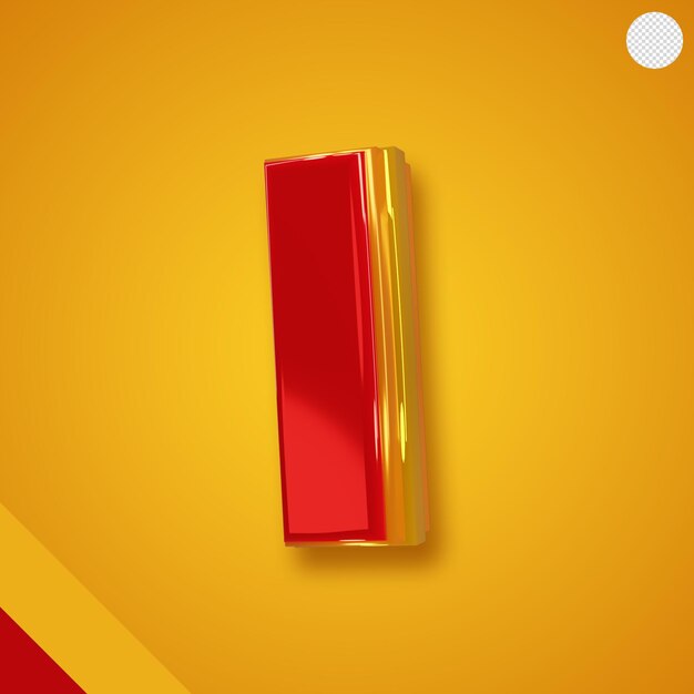 Alfabeto rojo brillante con letra amarilla 3d i