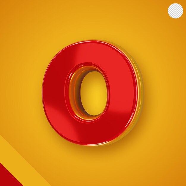 Alfabeto rojo brillante con letra amarilla 3d o