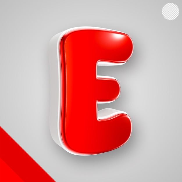 Alfabeto rojo brillante con letra blanca 3d e