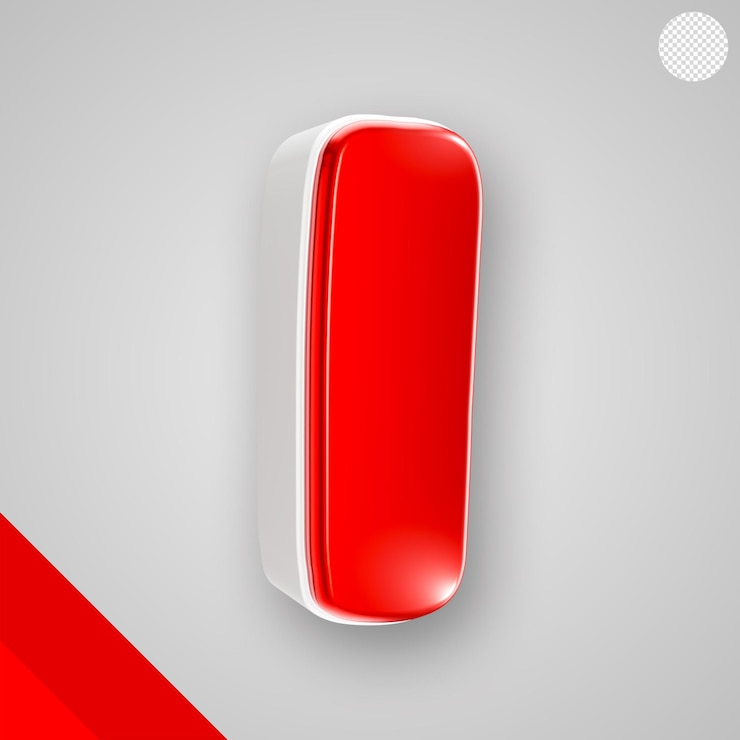 PSD gratuito alfabeto rosso lucido con lettera bianca 3d i