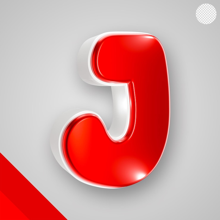 PSD gratuito alfabeto rosso lucido con lettera bianca 3d j