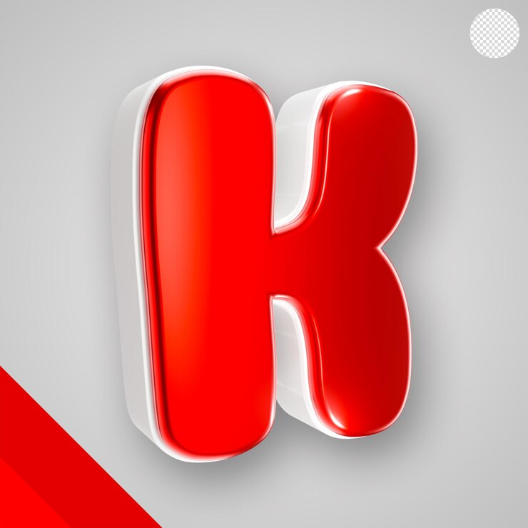 PSD gratuito alfabeto rosso lucido con lettera bianca 3d k