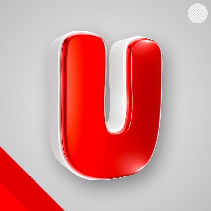 PSD gratuito alfabeto rosso lucido con lettera bianca 3d u