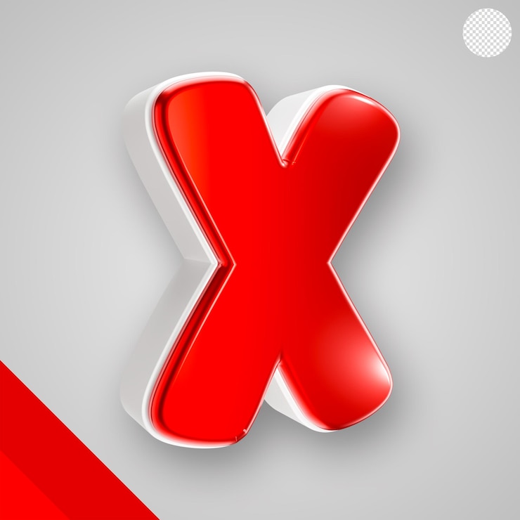 PSD gratuito alfabeto rosso lucido con lettera bianca 3d x