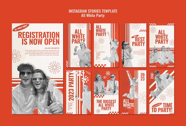 Gratis PSD alle white party instagram-verhalen