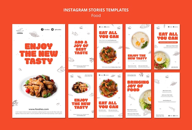 Gratis PSD alles wat je kunt eten restaurant instagram verhalencollectie