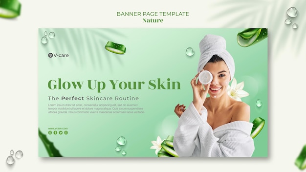 Aloë vera natuurlijke cosmetica banner sjabloonontwerp