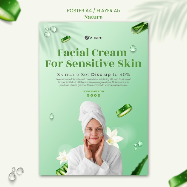 Aloë vera natuurlijke cosmetica poster en flyer sjabloonontwerp