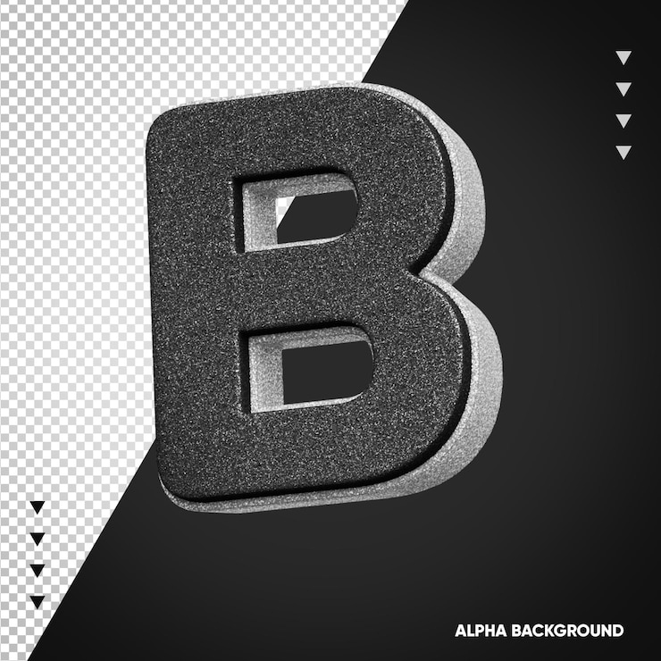 PSD Gratis alphabet 3d letter b white with black