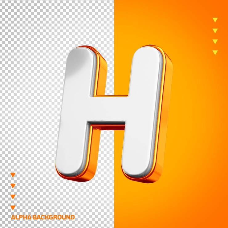 PSD Gratis alphabet 3d letter h white with orange