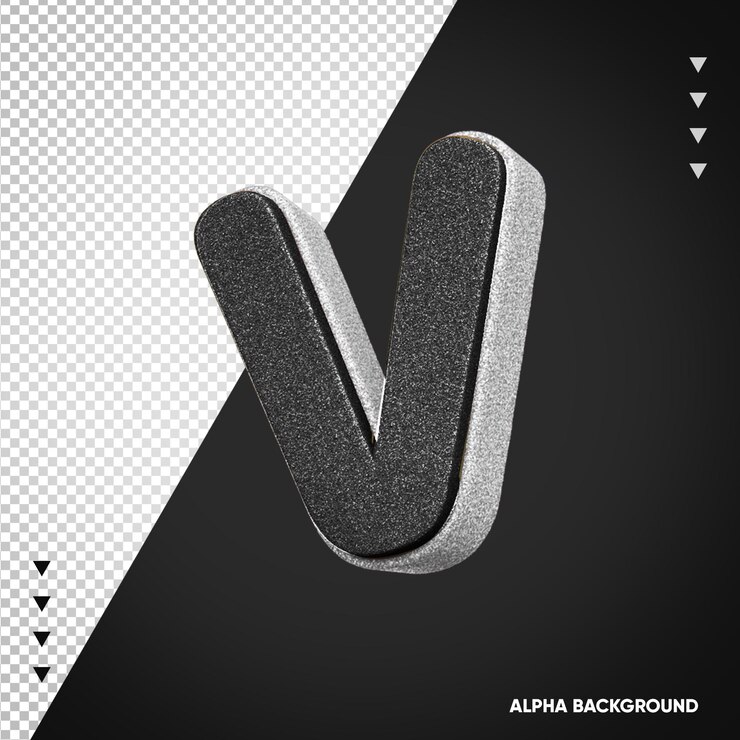 PSD Gratis alphabet 3d letter v white with black