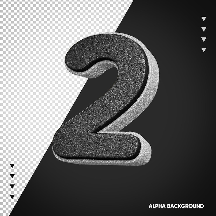 PSD Gratis alphabet 3d number 2 white with black