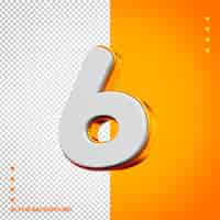 Gratis PSD alphabet 3d nummer 6 wit met oranje